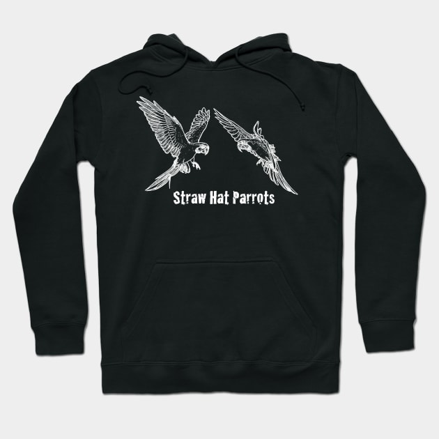Straw Hat Parrots Luffy and Zoro Outline White Hoodie by Straw Hat Parrots